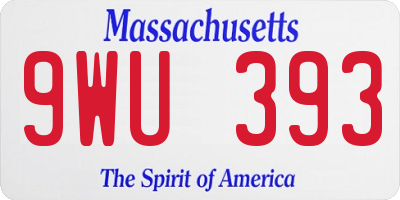 MA license plate 9WU393