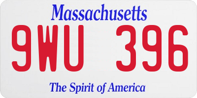 MA license plate 9WU396