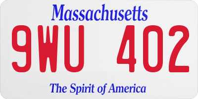 MA license plate 9WU402