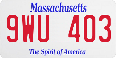 MA license plate 9WU403