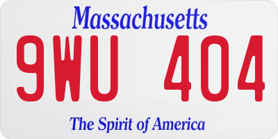 MA license plate 9WU404