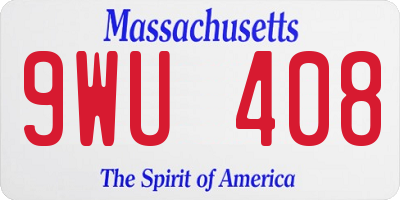 MA license plate 9WU408