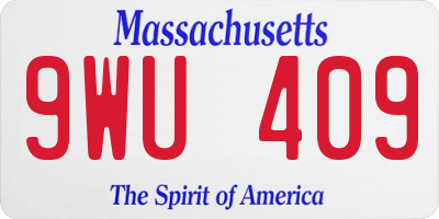 MA license plate 9WU409