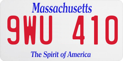 MA license plate 9WU410