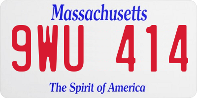 MA license plate 9WU414