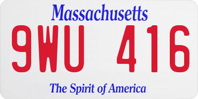 MA license plate 9WU416