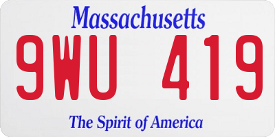 MA license plate 9WU419
