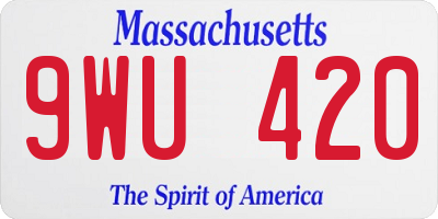 MA license plate 9WU420