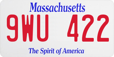 MA license plate 9WU422