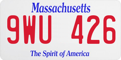 MA license plate 9WU426