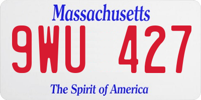 MA license plate 9WU427