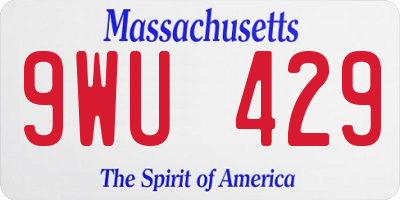 MA license plate 9WU429