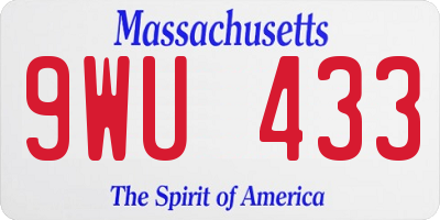 MA license plate 9WU433