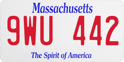 MA license plate 9WU442