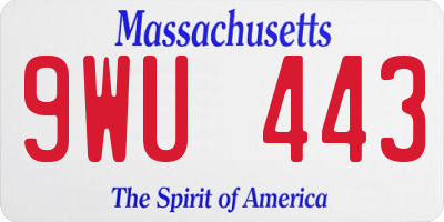 MA license plate 9WU443