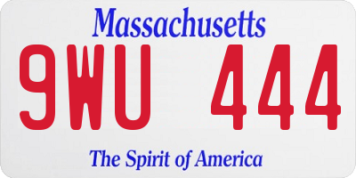 MA license plate 9WU444
