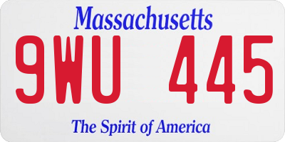 MA license plate 9WU445