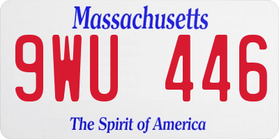 MA license plate 9WU446