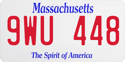 MA license plate 9WU448