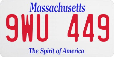 MA license plate 9WU449