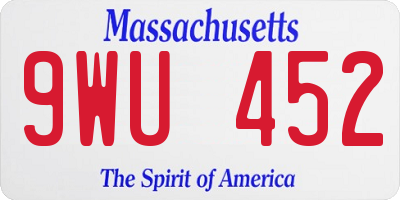 MA license plate 9WU452