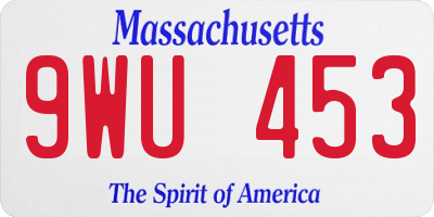 MA license plate 9WU453