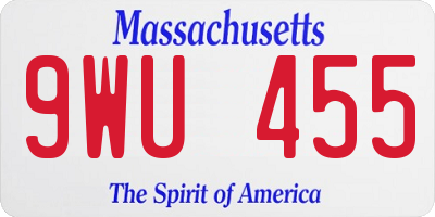 MA license plate 9WU455