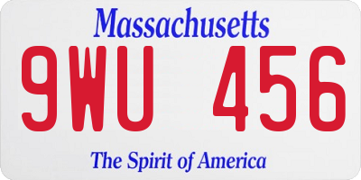 MA license plate 9WU456