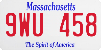 MA license plate 9WU458