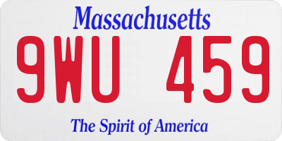MA license plate 9WU459