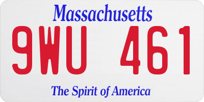 MA license plate 9WU461