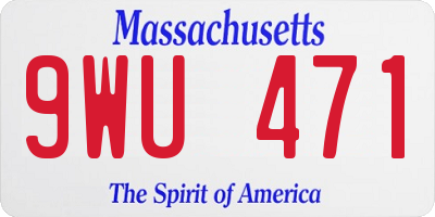 MA license plate 9WU471