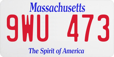 MA license plate 9WU473