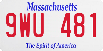 MA license plate 9WU481