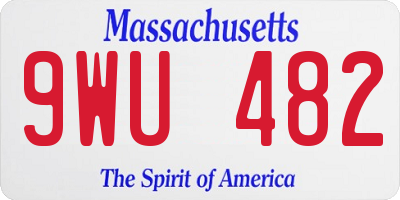 MA license plate 9WU482