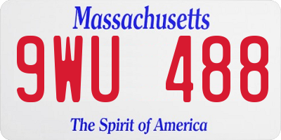 MA license plate 9WU488