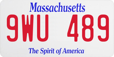 MA license plate 9WU489