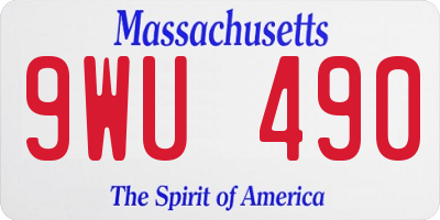 MA license plate 9WU490