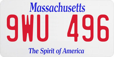 MA license plate 9WU496