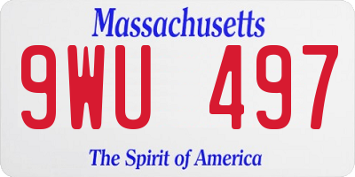 MA license plate 9WU497