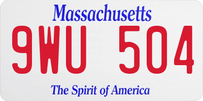 MA license plate 9WU504