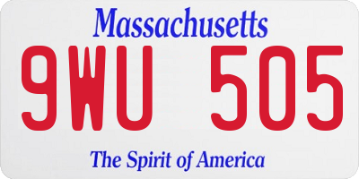 MA license plate 9WU505