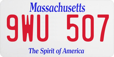 MA license plate 9WU507