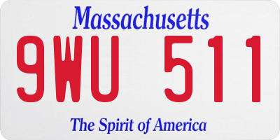 MA license plate 9WU511