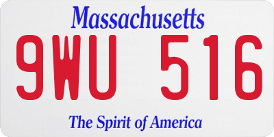 MA license plate 9WU516
