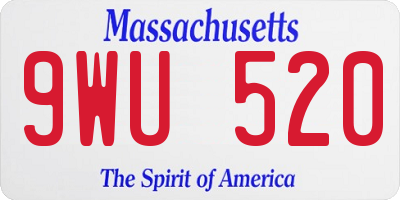 MA license plate 9WU520