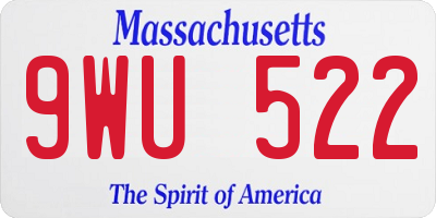 MA license plate 9WU522