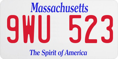 MA license plate 9WU523
