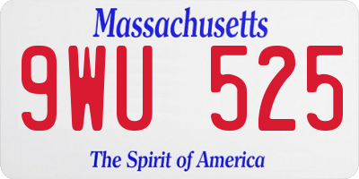 MA license plate 9WU525