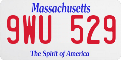 MA license plate 9WU529